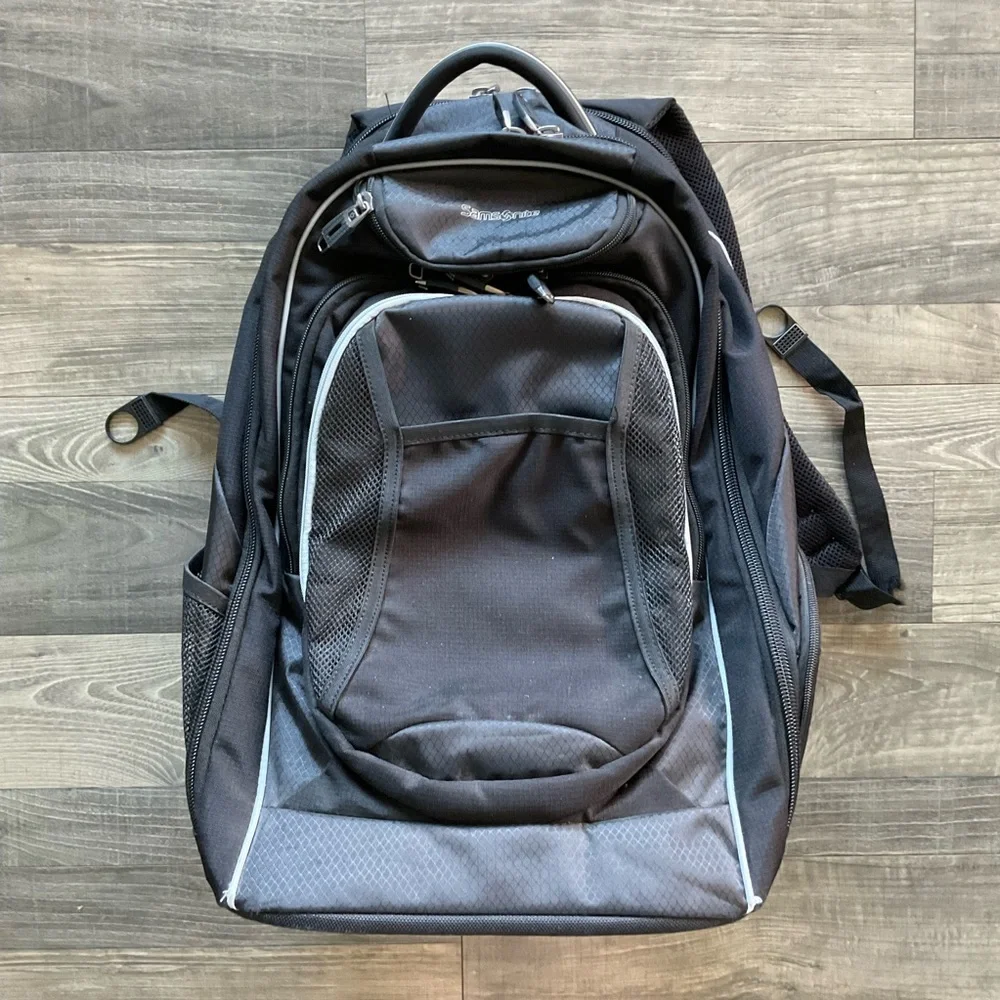 Samsonite Tectonic Rolling Backpack Carrying Laptop Bag Wheeled Black 21x14x11